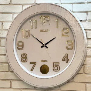 ساعت دیواری سفید دور دار