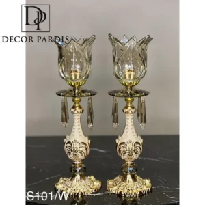 شمعدون دوتایی رنگ کرم