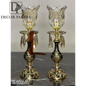 شمعدون دوتایی رنگ قهوه ای