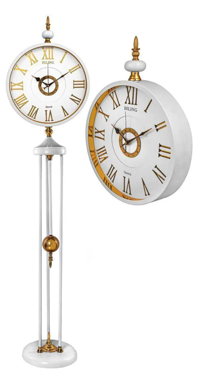ساعت ایستاده آرتمیس مدل گرند فادر سفید و طلایی