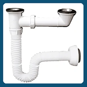 تصویر سیفون ظرفشویی دو لنگه بدون مخزن